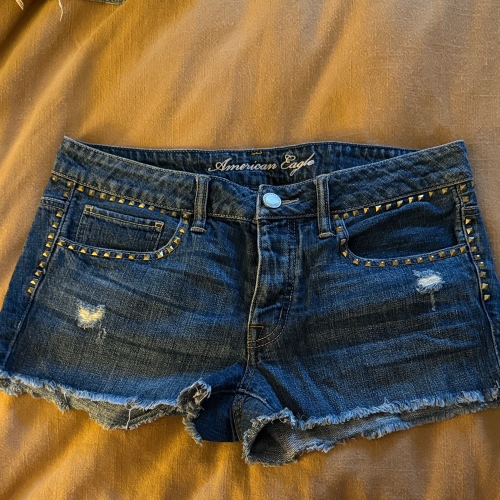 American Eagle Outfitters Women's Studded Black Jean Shorts